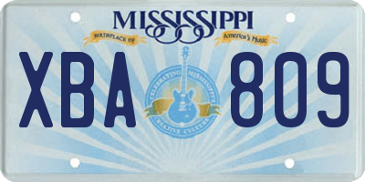 MS license plate XBA809
