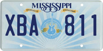 MS license plate XBA811