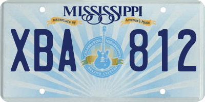 MS license plate XBA812