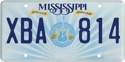 MS license plate XBA814