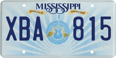 MS license plate XBA815
