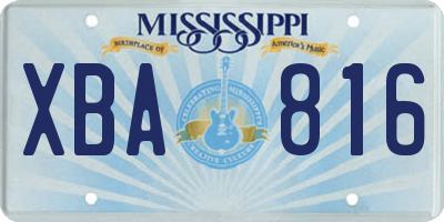 MS license plate XBA816