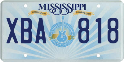 MS license plate XBA818
