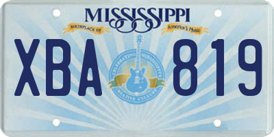 MS license plate XBA819