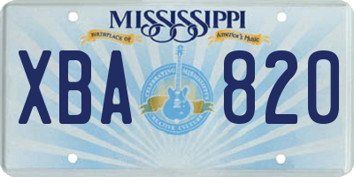 MS license plate XBA820