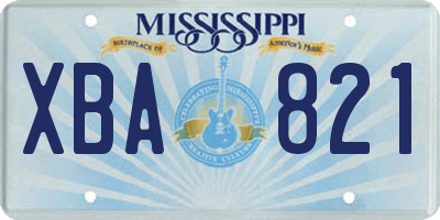 MS license plate XBA821