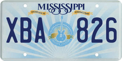 MS license plate XBA826