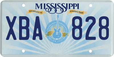 MS license plate XBA828