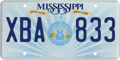 MS license plate XBA833