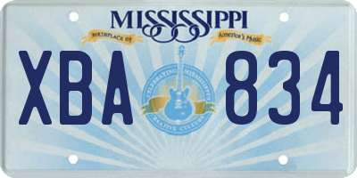 MS license plate XBA834