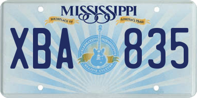 MS license plate XBA835