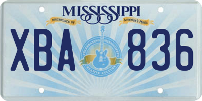 MS license plate XBA836