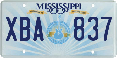 MS license plate XBA837