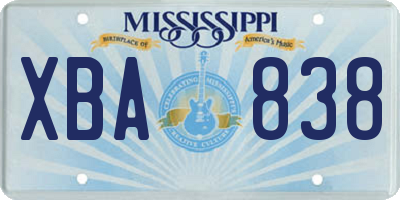 MS license plate XBA838