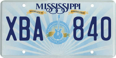 MS license plate XBA840