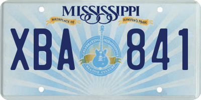 MS license plate XBA841