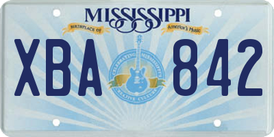 MS license plate XBA842