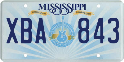 MS license plate XBA843