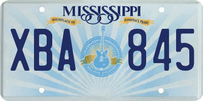 MS license plate XBA845