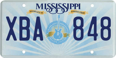 MS license plate XBA848