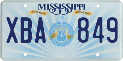 MS license plate XBA849