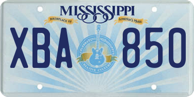 MS license plate XBA850