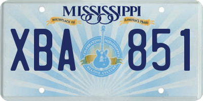MS license plate XBA851