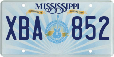 MS license plate XBA852