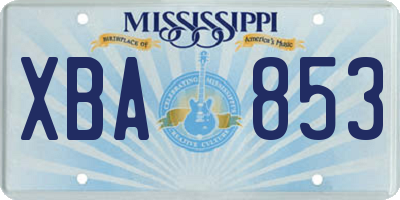 MS license plate XBA853