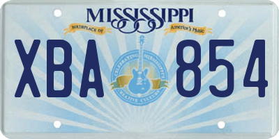 MS license plate XBA854