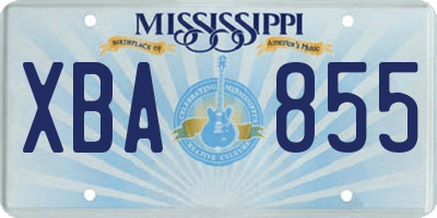 MS license plate XBA855