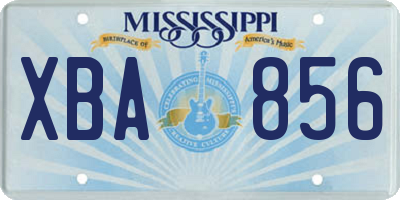 MS license plate XBA856