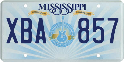 MS license plate XBA857