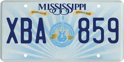 MS license plate XBA859