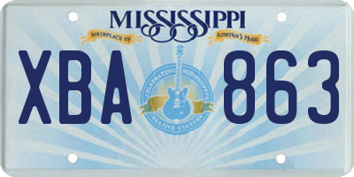 MS license plate XBA863