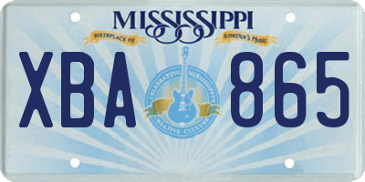 MS license plate XBA865