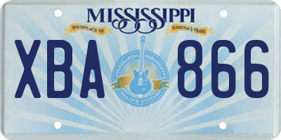MS license plate XBA866