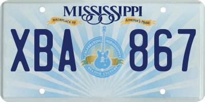MS license plate XBA867