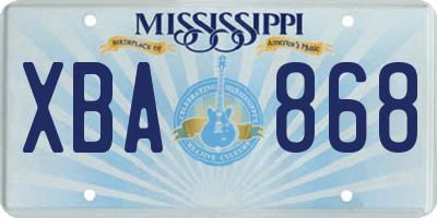 MS license plate XBA868