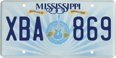 MS license plate XBA869
