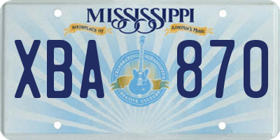 MS license plate XBA870