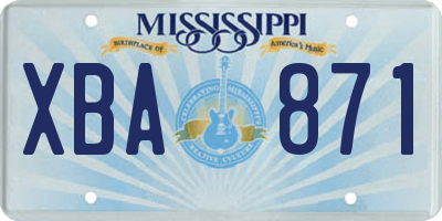 MS license plate XBA871