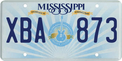 MS license plate XBA873