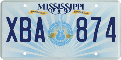 MS license plate XBA874