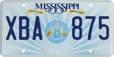 MS license plate XBA875