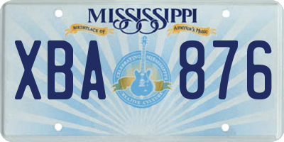 MS license plate XBA876