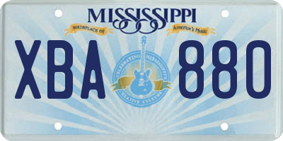 MS license plate XBA880