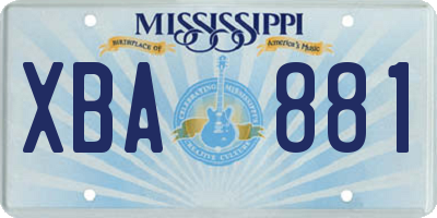MS license plate XBA881