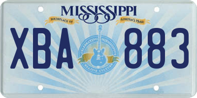 MS license plate XBA883