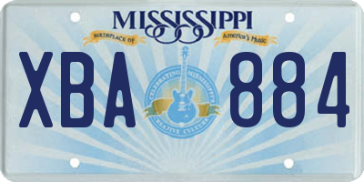 MS license plate XBA884
